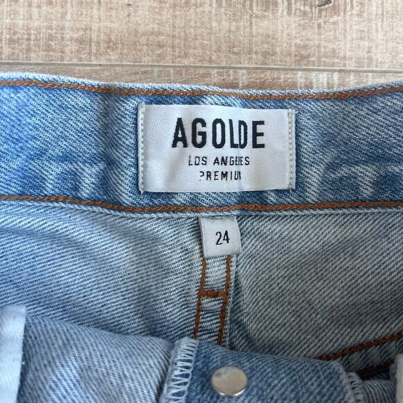 AGOLDE Dee High Rise Denim Shorts - Digit Wash - Size 24 - Picture 2 of 5
